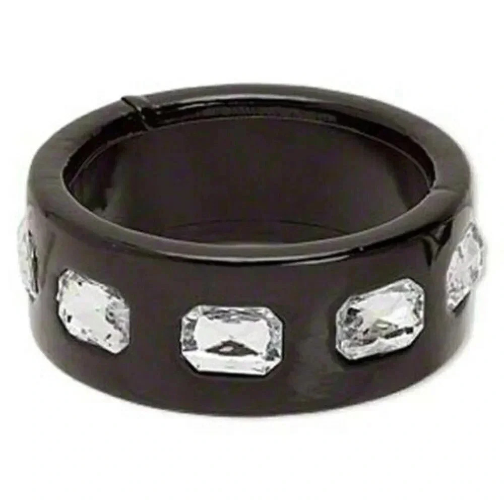 Shagadellic Bangle Bracelet Black Vinyl & Jewels